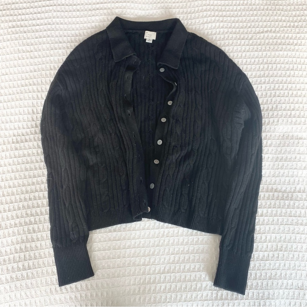 A New Day Black cable Knit cardigan Sweater Medium